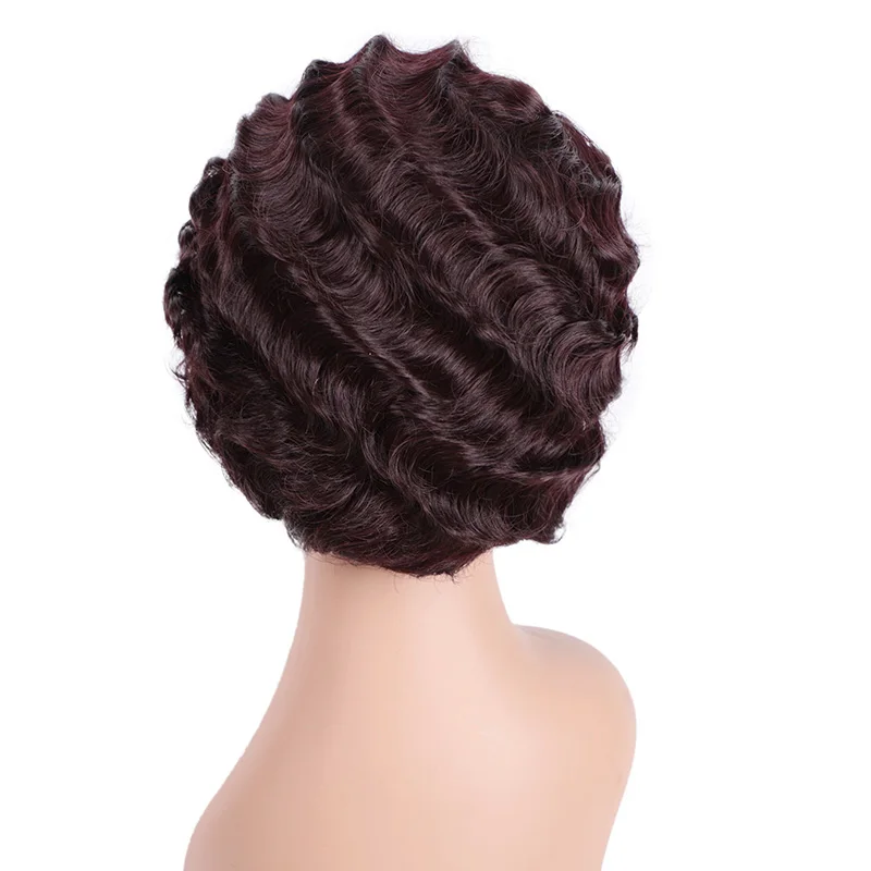 99J Doris beauty Ombre Короткие вьющиеся черные милые парики для женщин африканские афро волосы синтетические красные коричневые термостойкие - Цвет: 99J