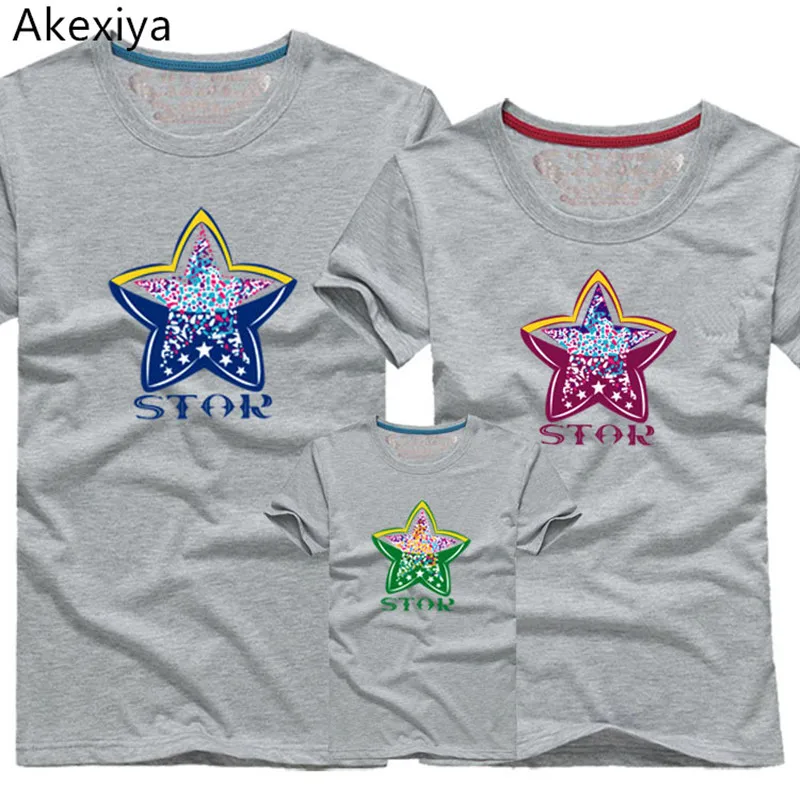 Akexiya Family matching clothes mother daughter son outfits cotton casual short-sleeve T-shirt family look father baby clothing | Мать и