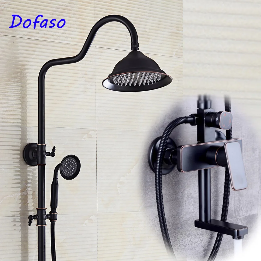 Dofaso античный матовый черный набор для душа бронзовый смеситель настенное