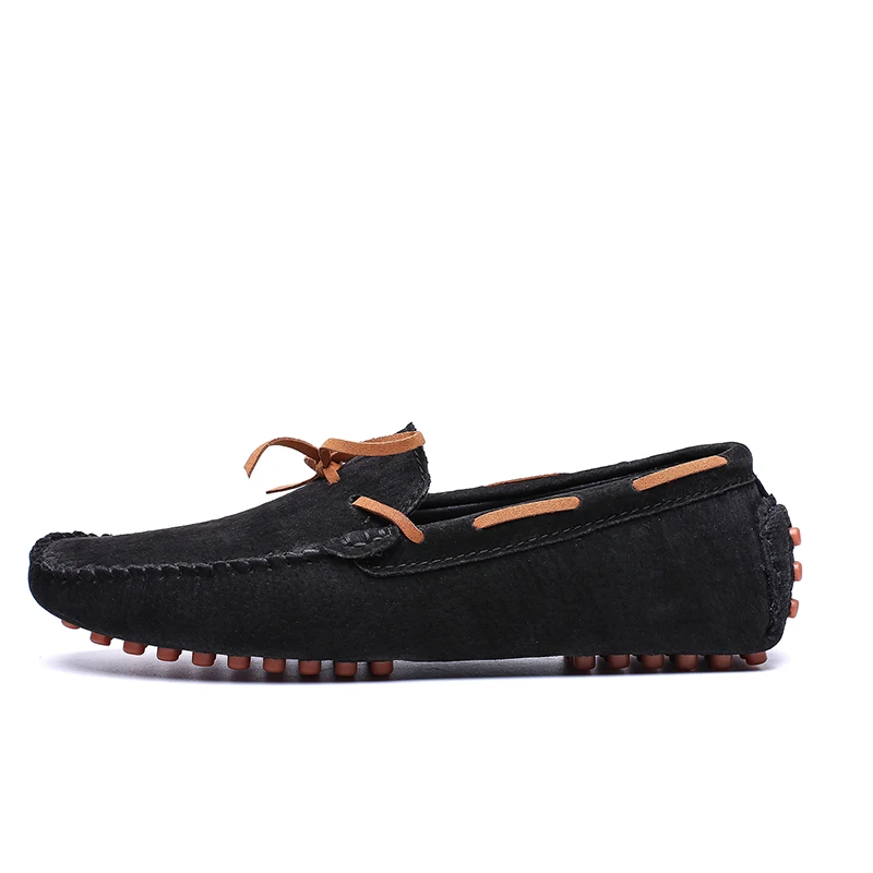 Мужская повседневная обувь из натуральной кожи на плоской подошве; zapatos hombre; Лоферы для вождения; мягкие мокасины; Мужская обувь в британском стиле; Chaussures - Цвет: black
