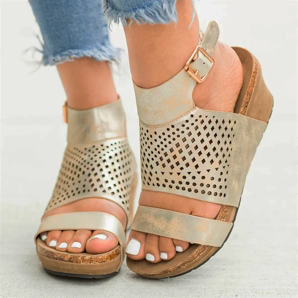 Сандалии SAGACE женские с открытым носком босоножки на танкетке открытый носок