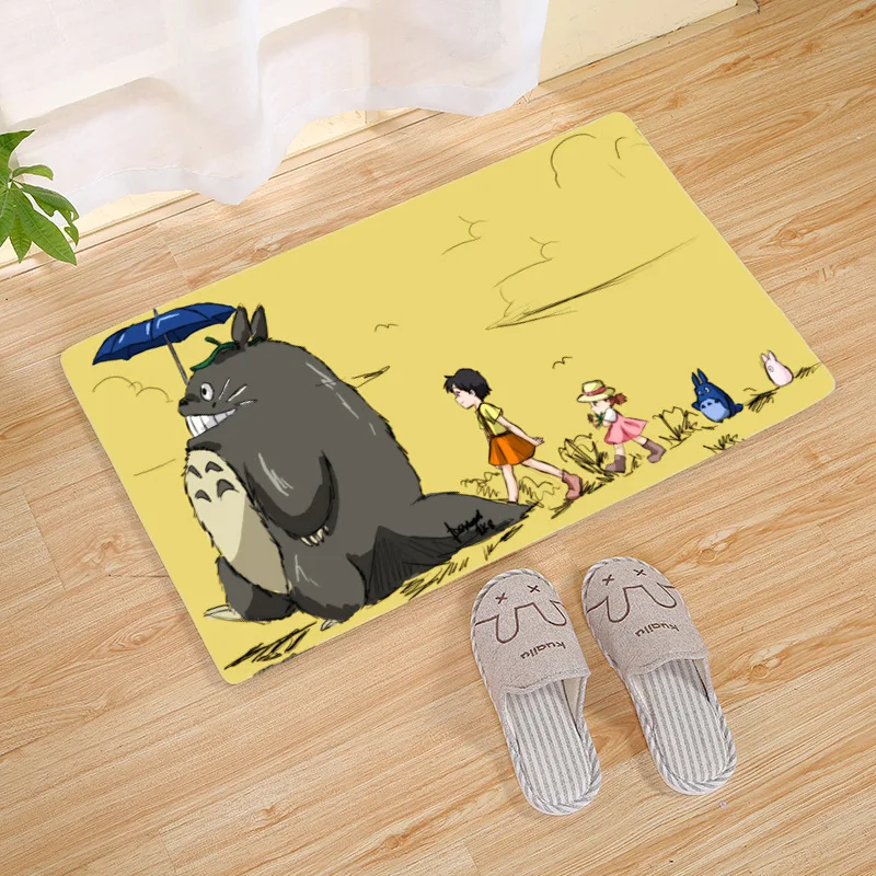 С героями мультфильма Тоторо и 3D принт фланелевый Придверный коврик анти