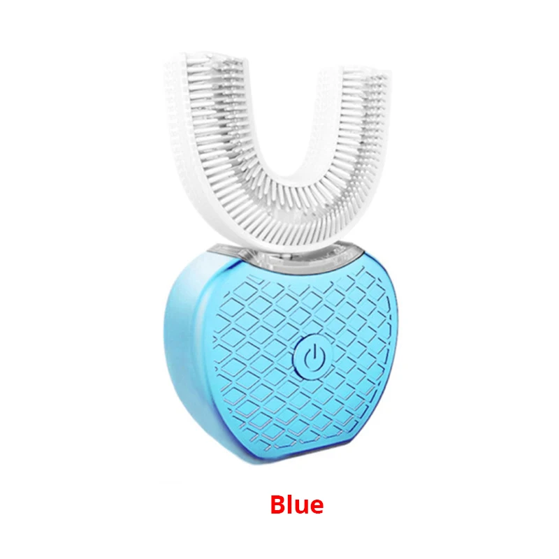 Blue Звуковая электрическая зубная щетка для отбеливания зубов продукт для глубокой очистки на 360 градусов IPX7 Водонепроницаемая зарядка через usb со сменными головками - Цвет: Blue