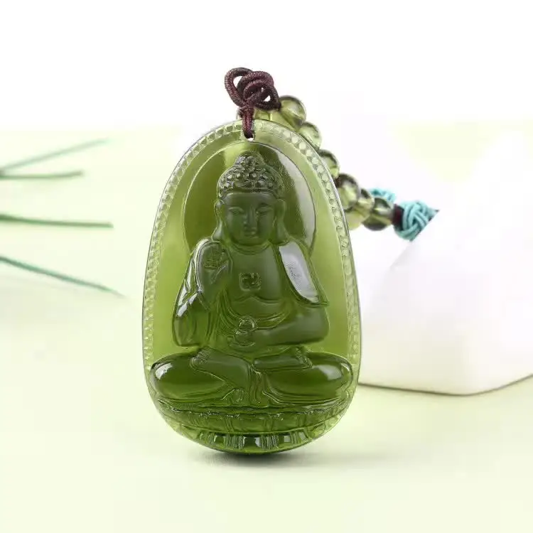 3 натуральный чешский moldavite зеленый аэролиты резные Будды Лаки Амулет подвеска