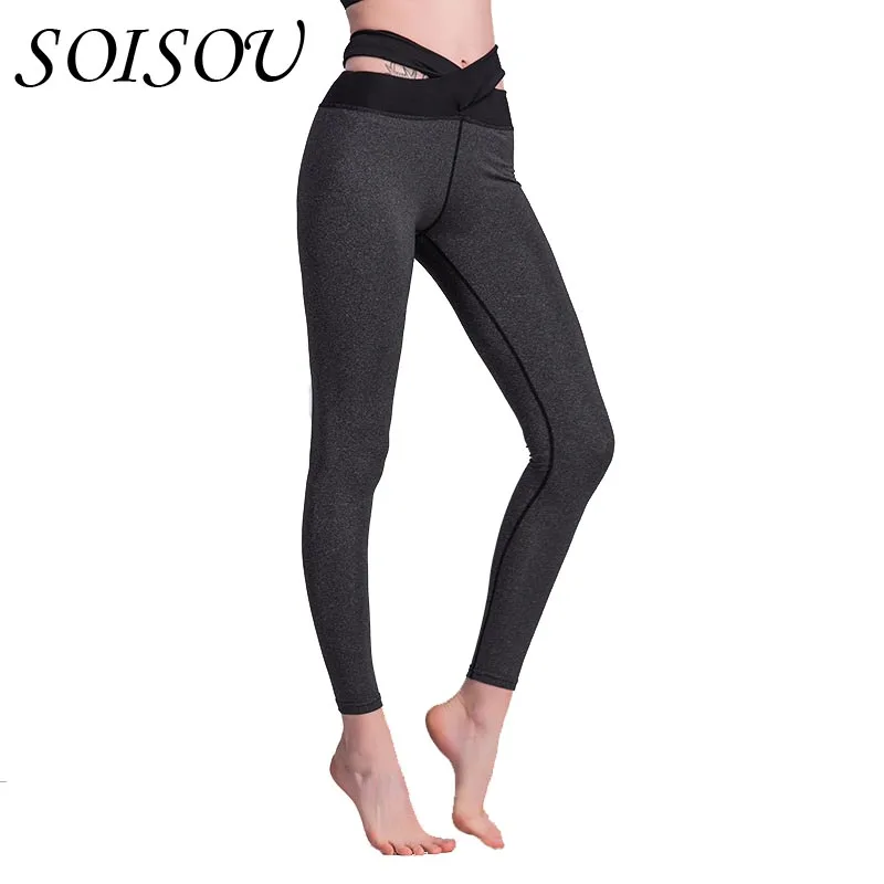 SOISOU 2018 Новый Фитнес Костюмы леггинсы Push Up тренировки специальные талии