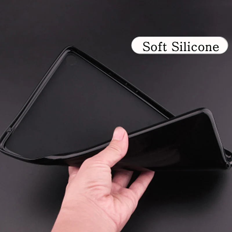 Black soft shell Для samsung Galaxy Tab A 9,7 дюймов T550 T555 P550 планшетный чехол откидной держатель Satnd силиконовый чехол для SM-T550 SM-T555 SM-P550 оболочки - Цвет: Black soft shell