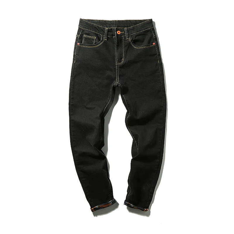 Джинсы Мужчины 2016 Осень Простой Черный/Синий Узкие Стрейч джинсы Большие Высокие
