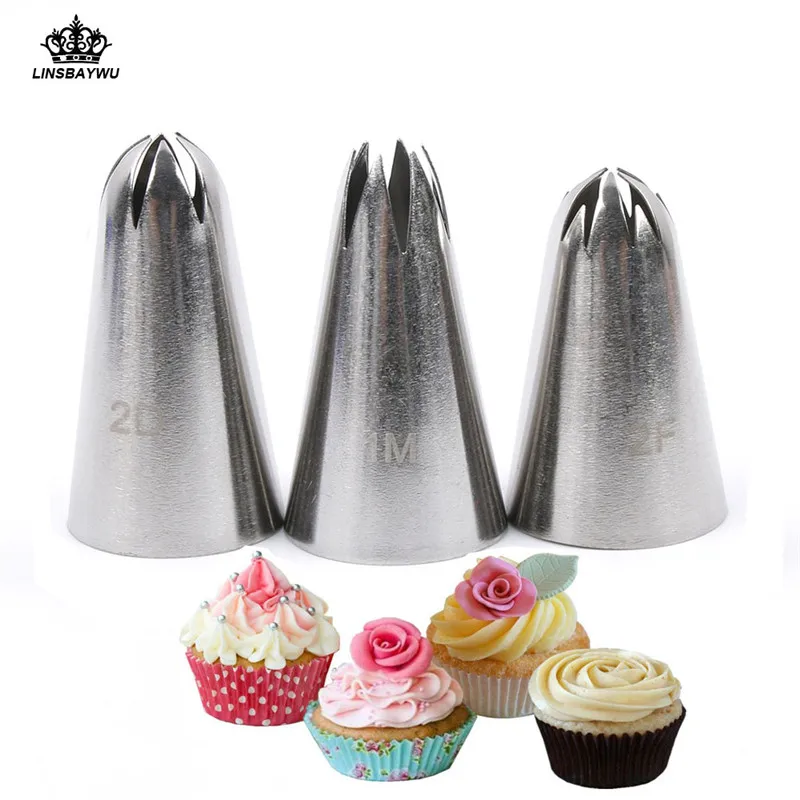 3 шт./компл. Насадки для украшения капкейков из нержавеющей стали премиум