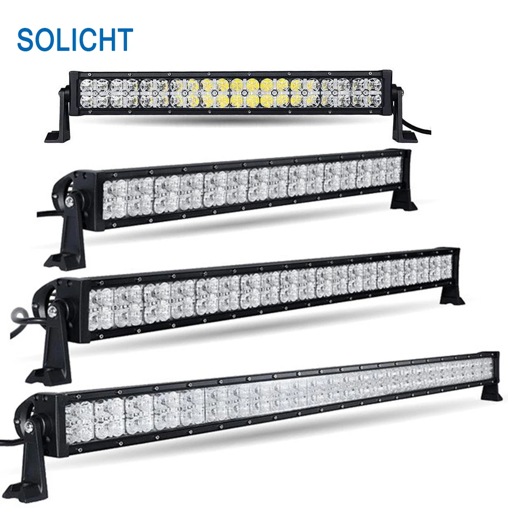 SOLICHT 22'' 32'' 42'' 52'' 120W 180W 240W 300W 7D LED LIGHT BAR SPOT FLOOD + White DRL 12V 24V Offroad Driving ATV