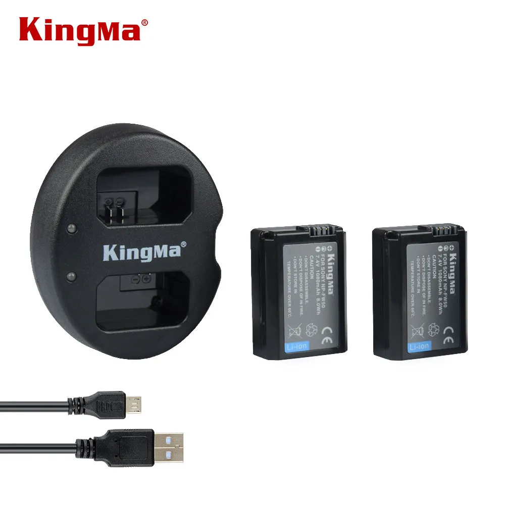 KingMa двойной (двойной) Зарядное устройство для sony NP FW50 Батарея Alpha 7 a7 7R a7R