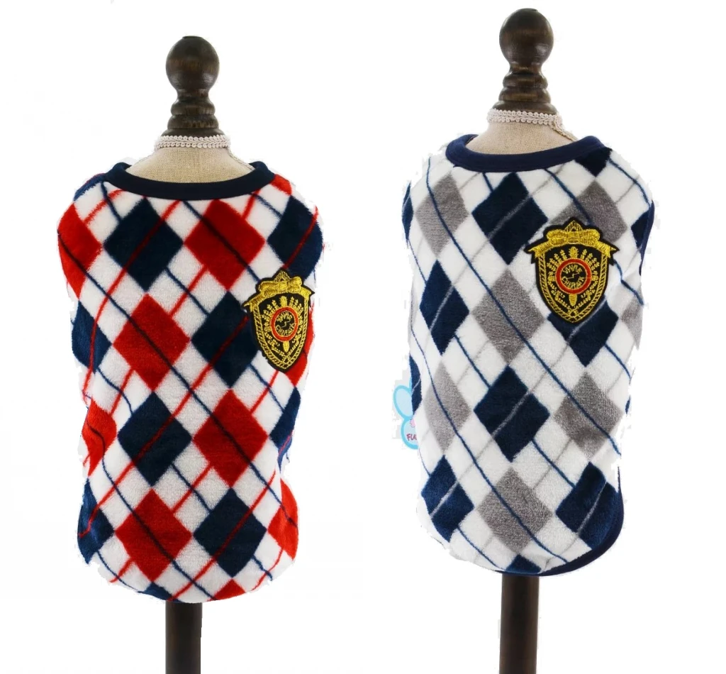 Autumn Winter Flannel Soft Dog Pet Vest Diamond Cat Shirt Brithish Clothes for Small Medium Large Apparel XS~6XL |