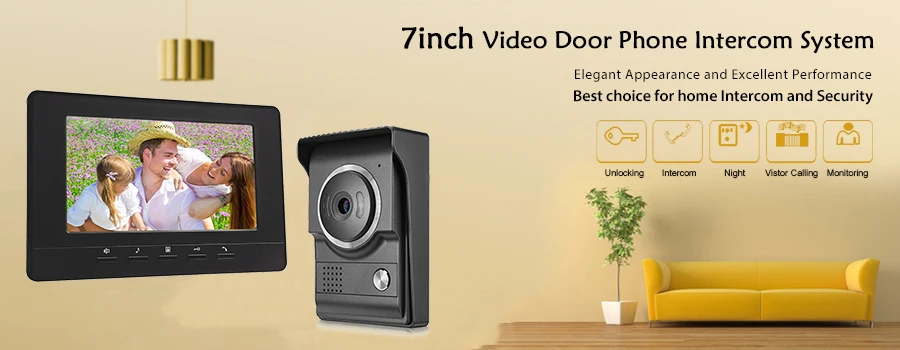 DIYSECUR 7 дюймов видеодомофон 700TV линия ИК ночного видения HD камера+ электрический замок для домашнего офиса Завод 1V6