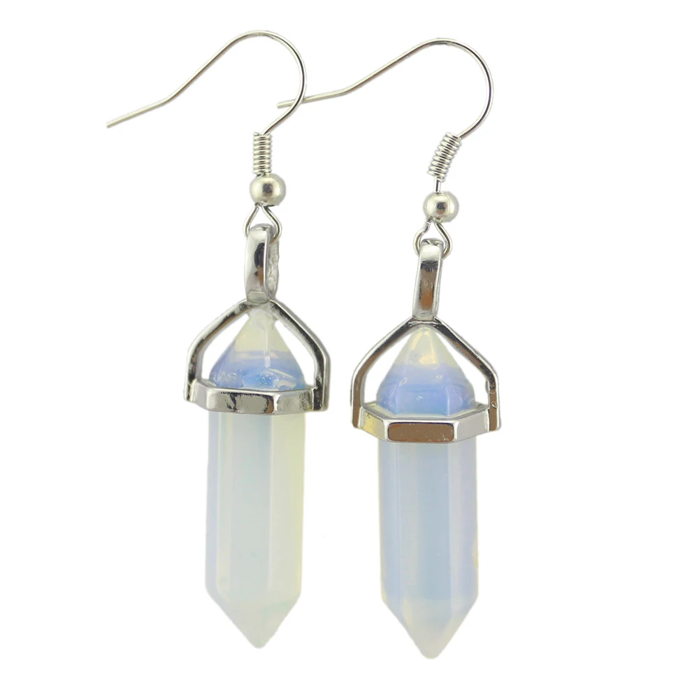 Серьги-подвески женские из натурального кварца с бусинами | Украшения и