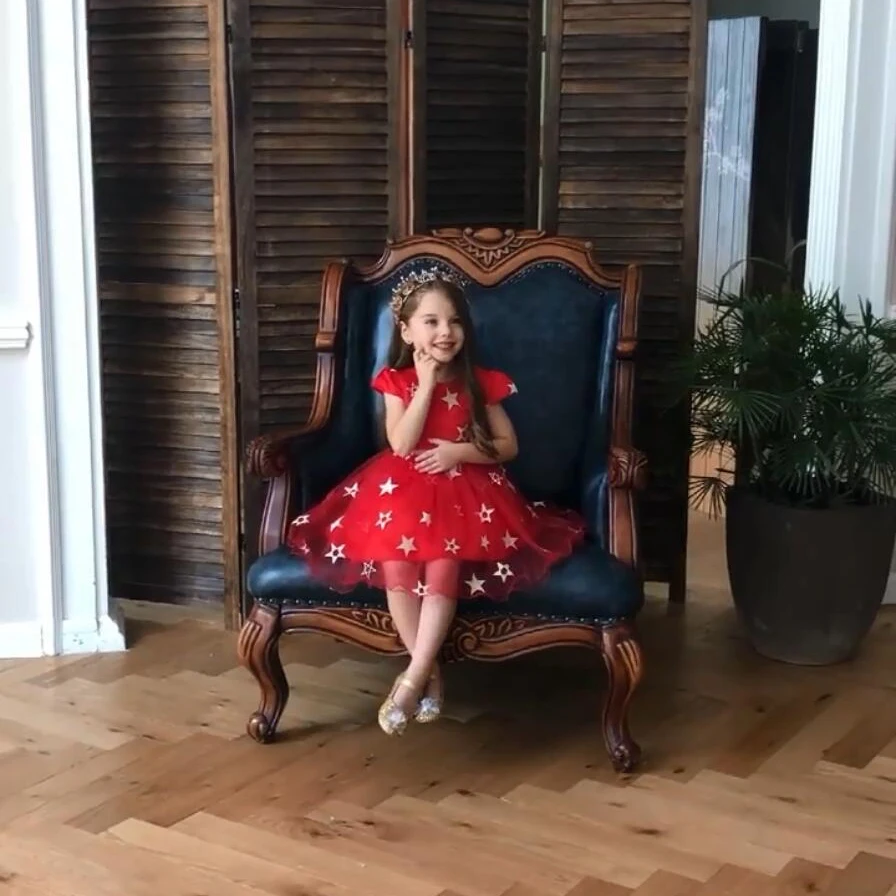 Girls Christmas Costume Star embroidery Girl Dress Wedding Party Dresses Baby Mesh Formal Halloween For Kids | Детская одежда и