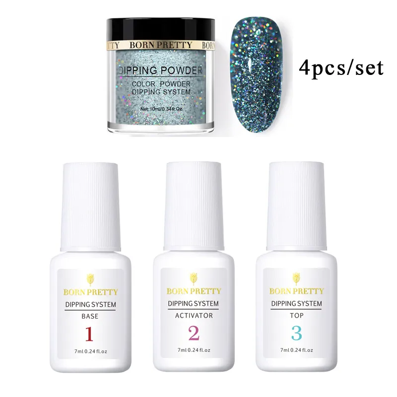 set 11 Born pretty, голографическая пудра для ногтей, блеск без лампы, пудра для ногтей, базовый топ-активатор, набор для украшения ногтей - Цвет: set 11