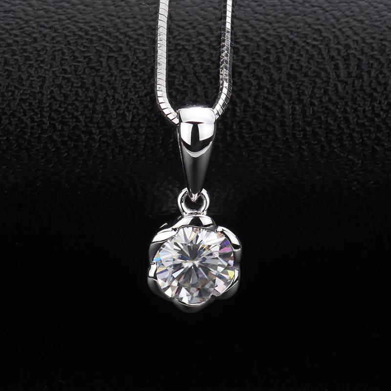 Ожерелье для женщин Мода 18K Белое Золото круглая форма Moissanite бриллиантовый кулон