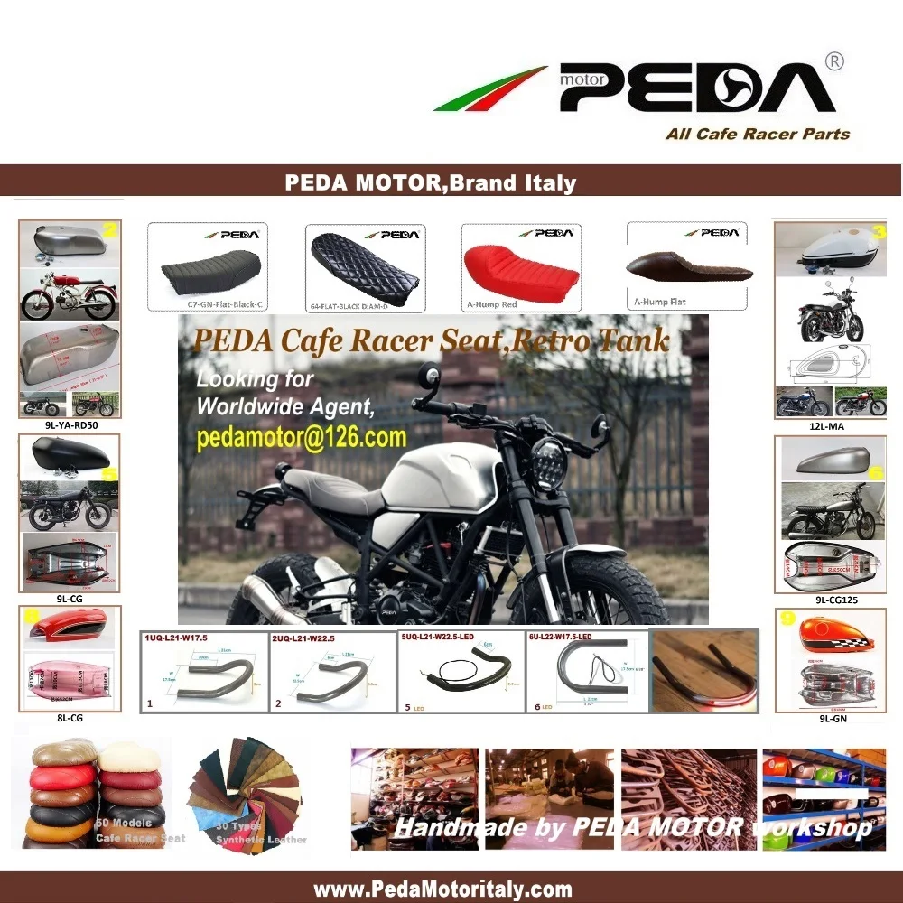 PEDA MOTOR Cafe Racer Tank Pads Knee Pad for Honda Suzuki Triumph Yamaha Motorcycle Protection W glue sticker 20cm (S) | Автомобили и