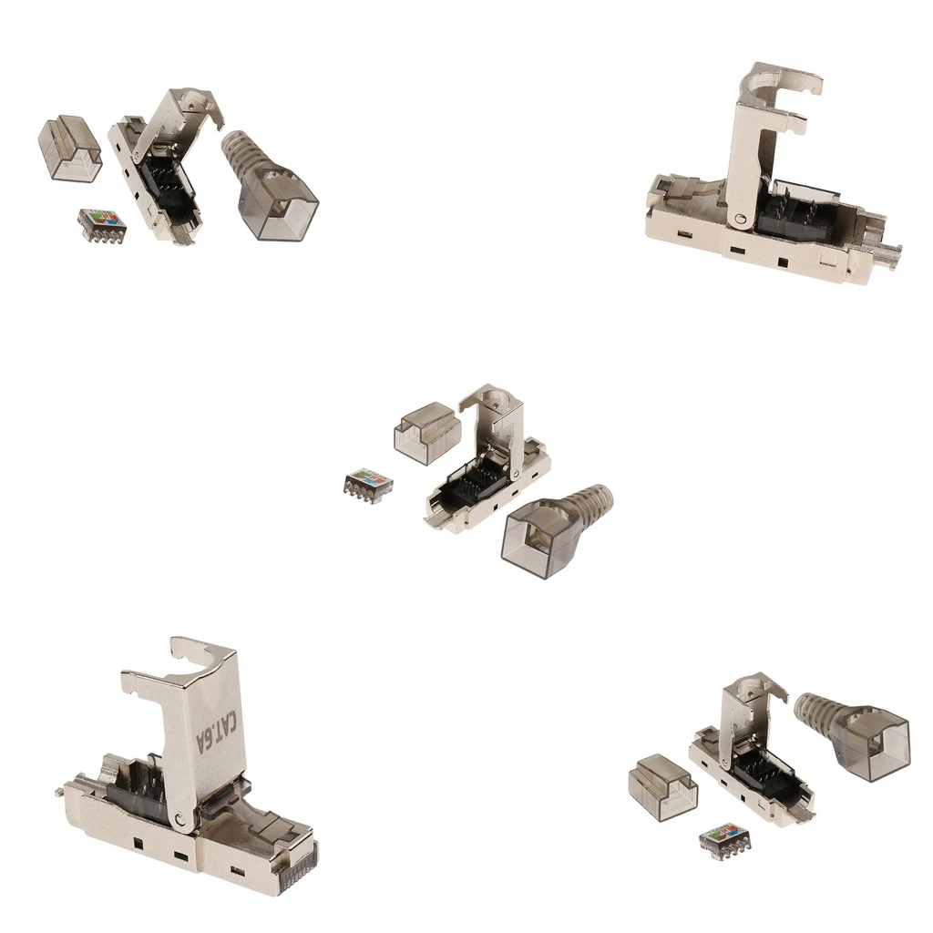5x CAT6A RJ45 полевая сборка разъем сетевой разъем Модульные вилки экранированные Разъемы Ethernet поддерживает питание через Ethernet