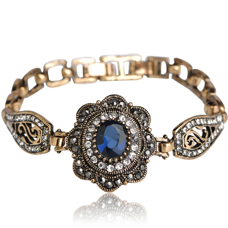 Blucome 2018 New Vintage Style Gold Flower Bangle Bracelet Resin Alloy Women Men Gift Wedding Dress Jewelry Commemoration Day|Цепочки и