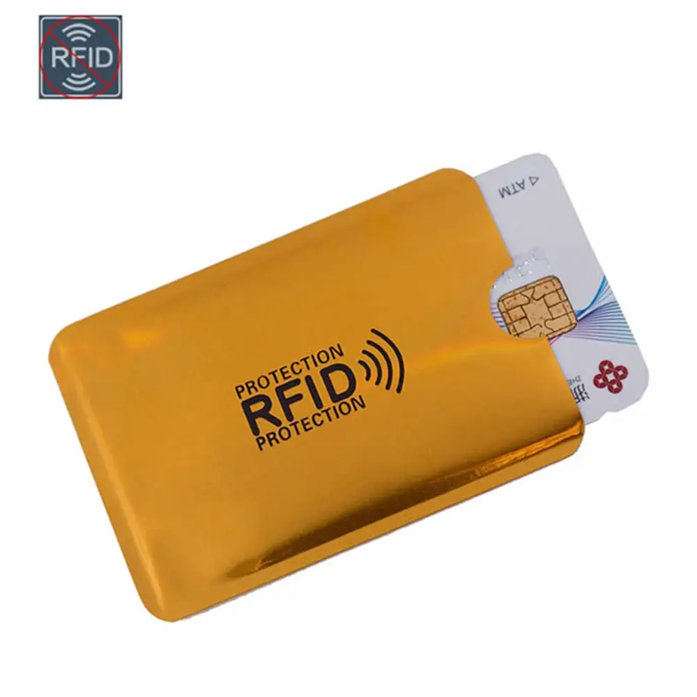 5 шт./упак. Анти Rfid NFC кошелек Блокировка ридер Блокировка банк держатель карты Id Чехол для банковских карт Защита металлический держатель для кредитных карт - Цвет: gold