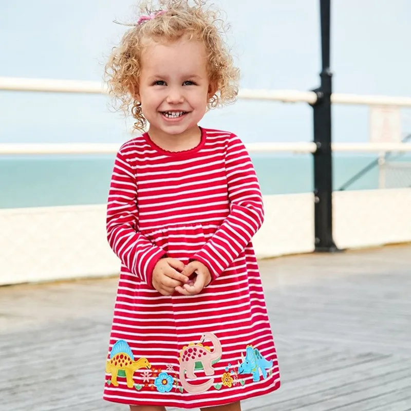 Jumping Meters Girls Dress Long Sleeve Kids Flower Dresses Children Vestidos Autumn For Clothing | Детская одежда и обувь