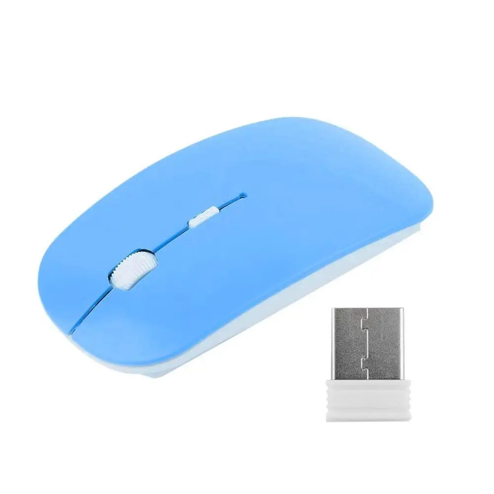 Blue 2,4 ГГц Беспроводная оптическая мышь 4 клавиши компьютерные ПК мыши USB 2,0 эргономичный дизайн Ультра тонкая модная мышь красный синий зеленый - Цвет: Blue
