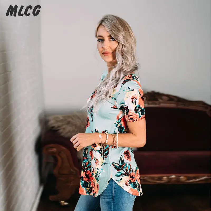 2017 лето цветочный печати футболка моды пальто clothing ladies tops | Женская одежда