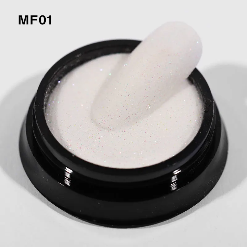 MF01 2 г/кор. голографические блестки порошок Сияющий сахар ногтей пыль белый блестит Аврора матовый эффект порошки для ногтей искусство украшения - Цвет: MF01
