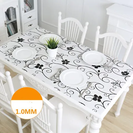 1mm PVC скатерть скатерти из водонепроницаемого материала; крышка с кухня картины маслом скатерть из мягкого стекла Ткань Домашний текстиль 1,0/1,5/2,0 - Цвет: 1mm