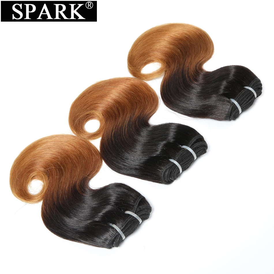Spark Ombre бразильские пучки волнистых волос 50 г/шт. 1B/27 &amp 1B/30 remy волосы для