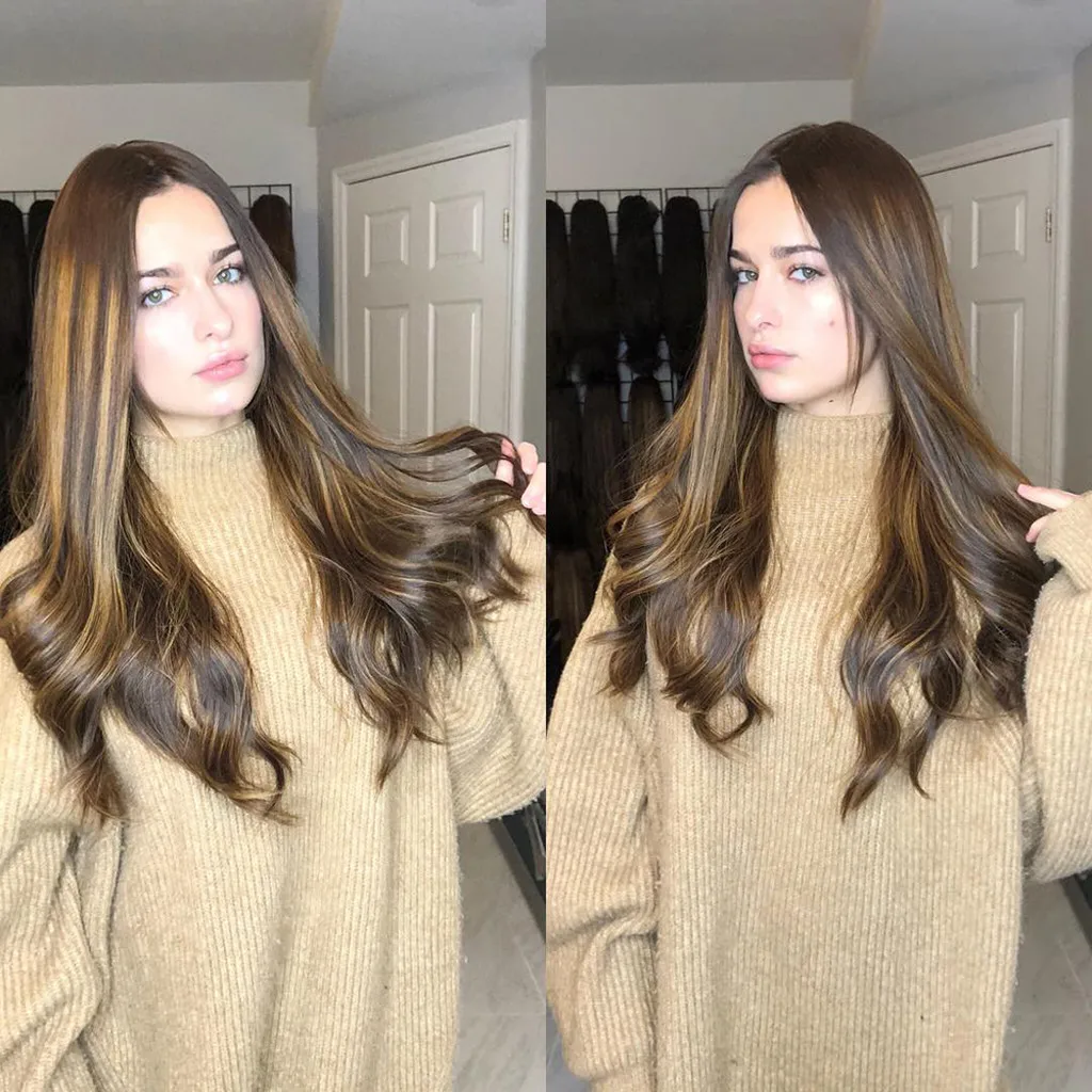 Парики для дам натуральный коричневый градиент девушки парики длинные волнистые