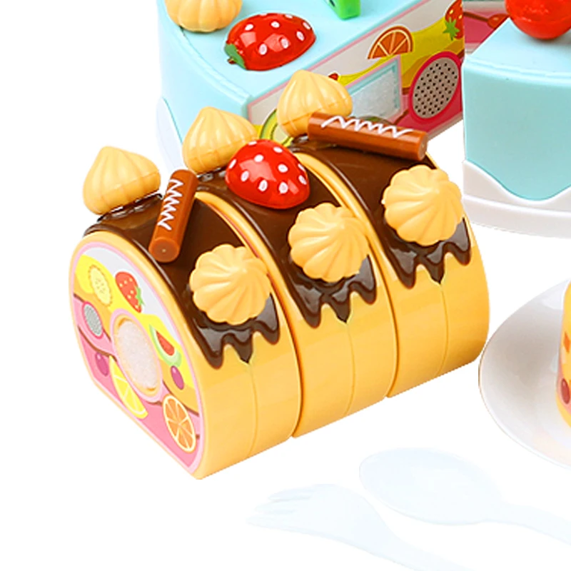 Торт ко дню рождения фрукты игрушка Кухня детские игры DIY сделай сам Еда Пластик модель для детей девочек сортер раннее обучение образования классические игрушки из россии 75 шт