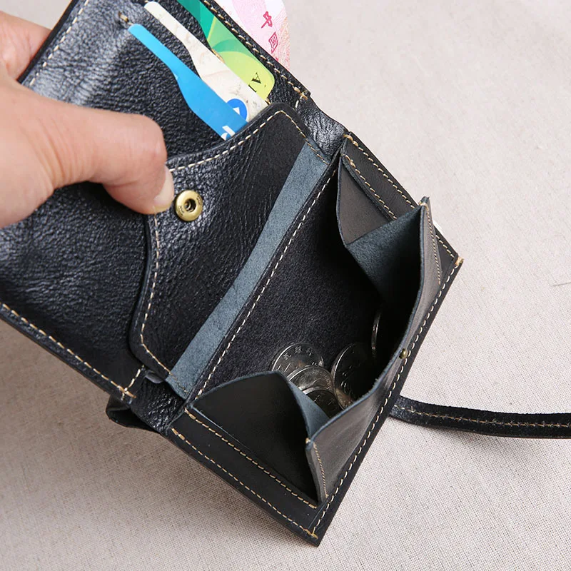 Кожаный кошелек AETOO мужской ручной работы короткий бумажник с первым слоем кожи в