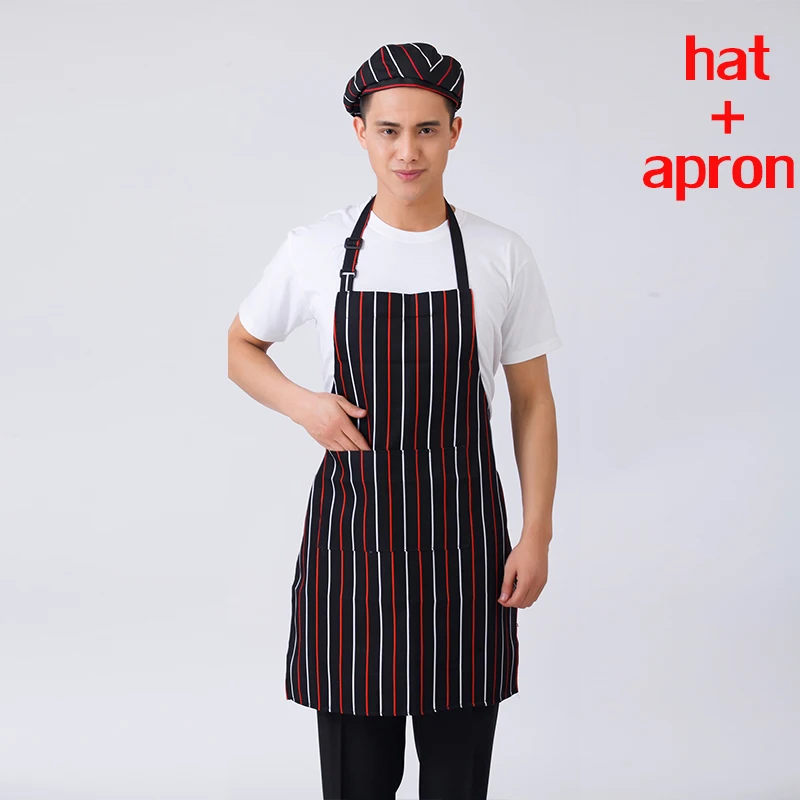 photo Фартук+ шляпа Кухня Повара фартуки работы столовой половина-длина длинный пояс фартук питание поваров отель форменная одежда официантов основные принадлежности - Цвет: photo