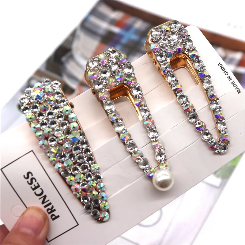 

New 2019 Bling Rhinestone Pearls Hair Clips Pins Barrette Fashion Crystal Hairpins For Women Girls Hair Accessories