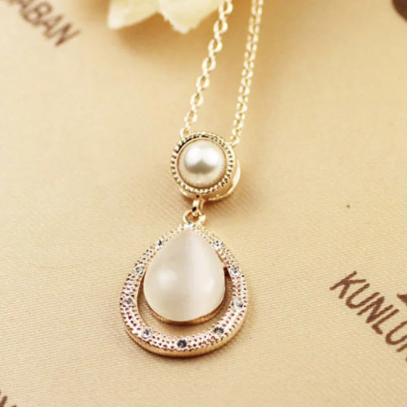 Ociki розовое золото цвет имитация жемчуга Опал Кристалл ожерелье Чокеры Винтаж