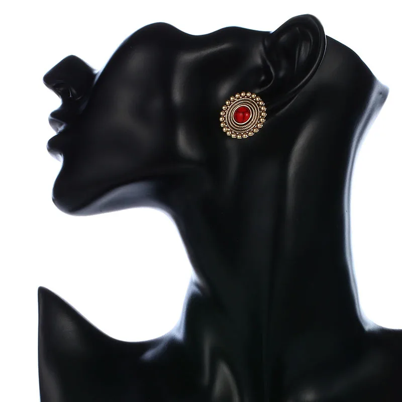 Хит продаж серьги-гвоздики Pendiente черные красные круглые серьги с бусинами модные