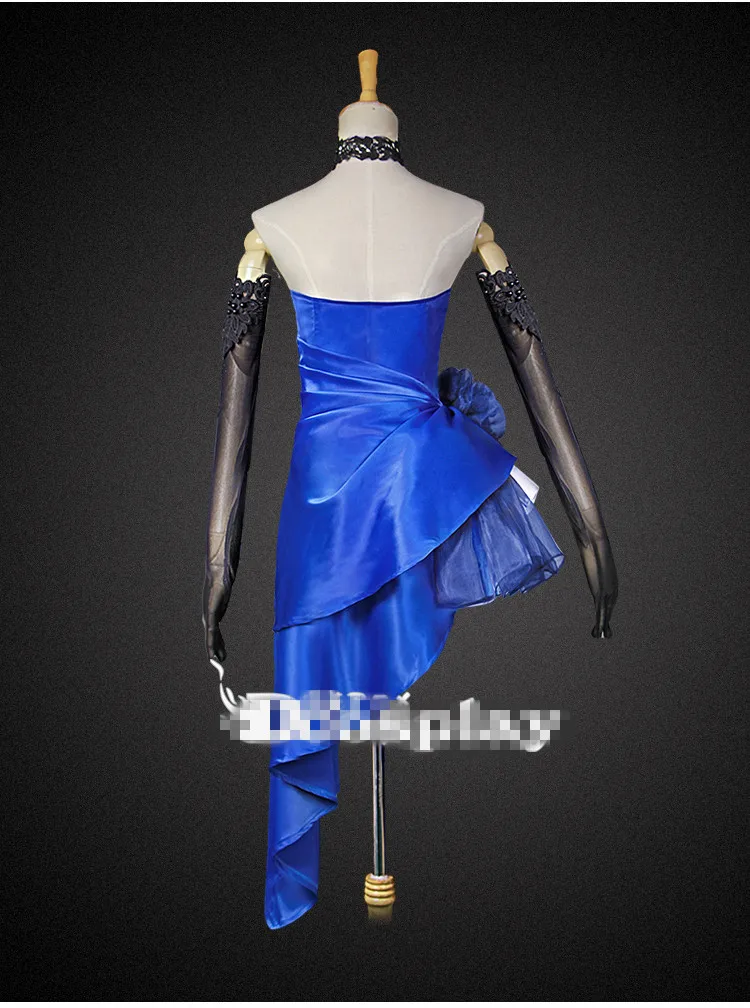 [В наличии] Аниме! Женский костюм для косплея Fate/extella Saber синее кружевное платье с