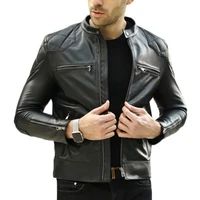 fashion 100 sheepskin slim real leather jacket men short motorcycle genuine leather coat fashion casual autumn outerwear male
