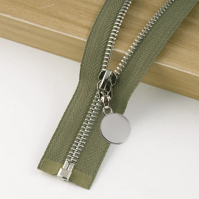 navygreensilver 1 шт. Авто замок 85 см Open-end Металлические молнии 5# пуховик пальто юбка молния для шитья ремонт на молнии наборы DIY аксессуары для одежды - Цвет: navygreensilver