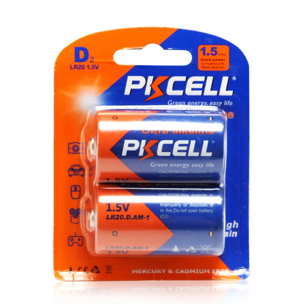 2 упаковки/4 шт. ультрамаленькие щелочные батареи Pkcell UM 1 UM1 R20 LR20 D батарейки 5