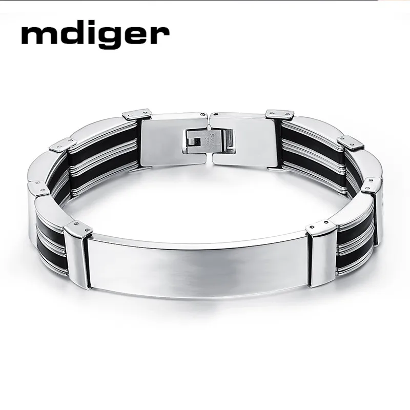 Mdiger простой глянцевый нержавеющая сталь силиконовый мужской браслет Шарм
