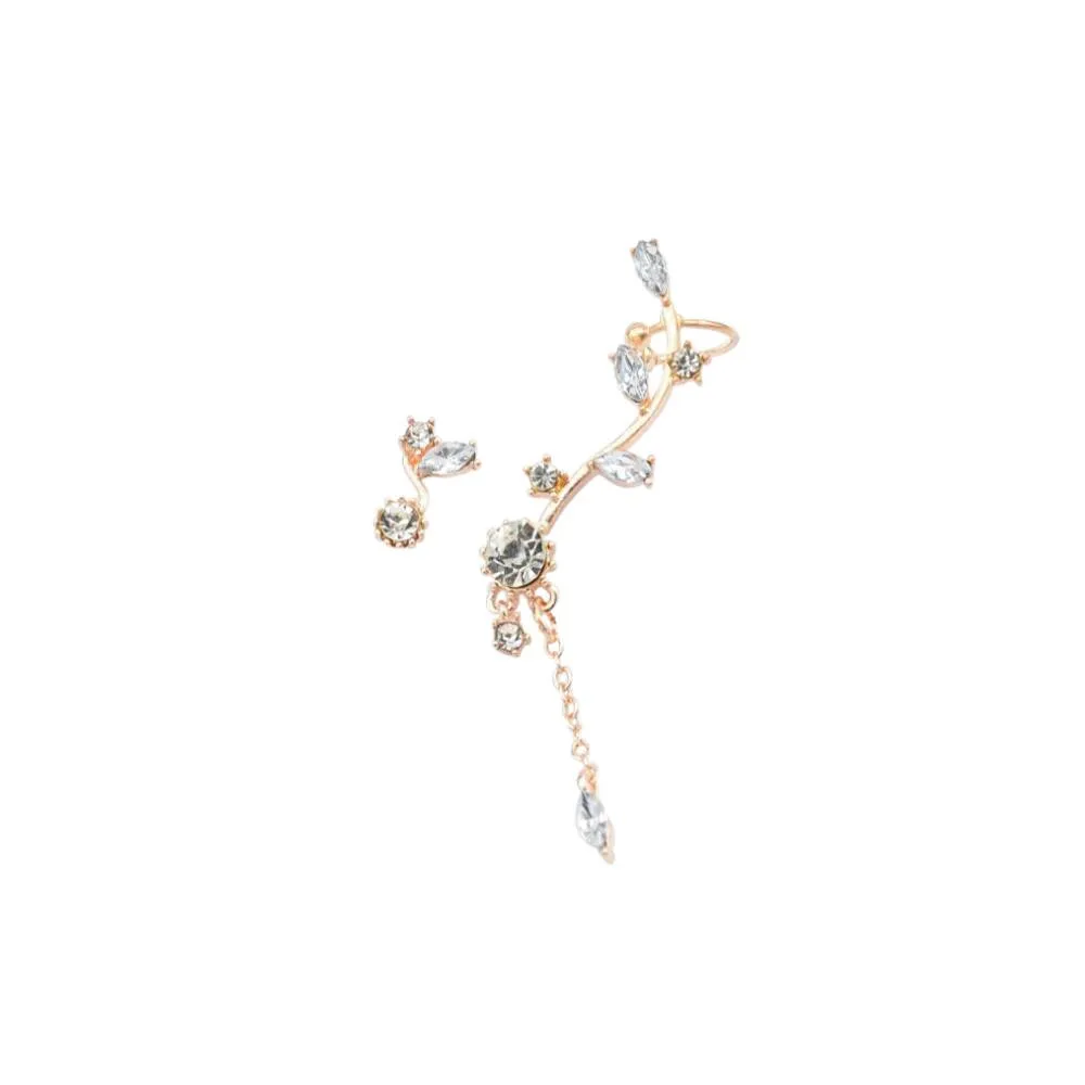 Женские асимметричные серьги с левыми и правыми ушками бахромой листьями