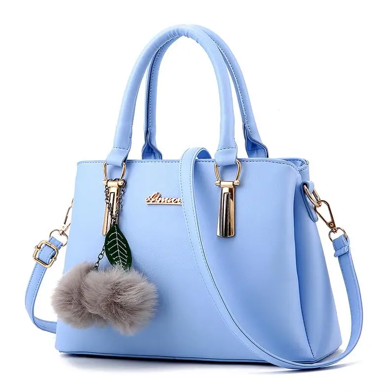 Lightblue Yogodlns, женские меховые шаровые украшения, сумки на молнии, средние сумки, горячая распродажа, женские вечерние сумки, новые сумки через плечо - Цвет: Lightblue