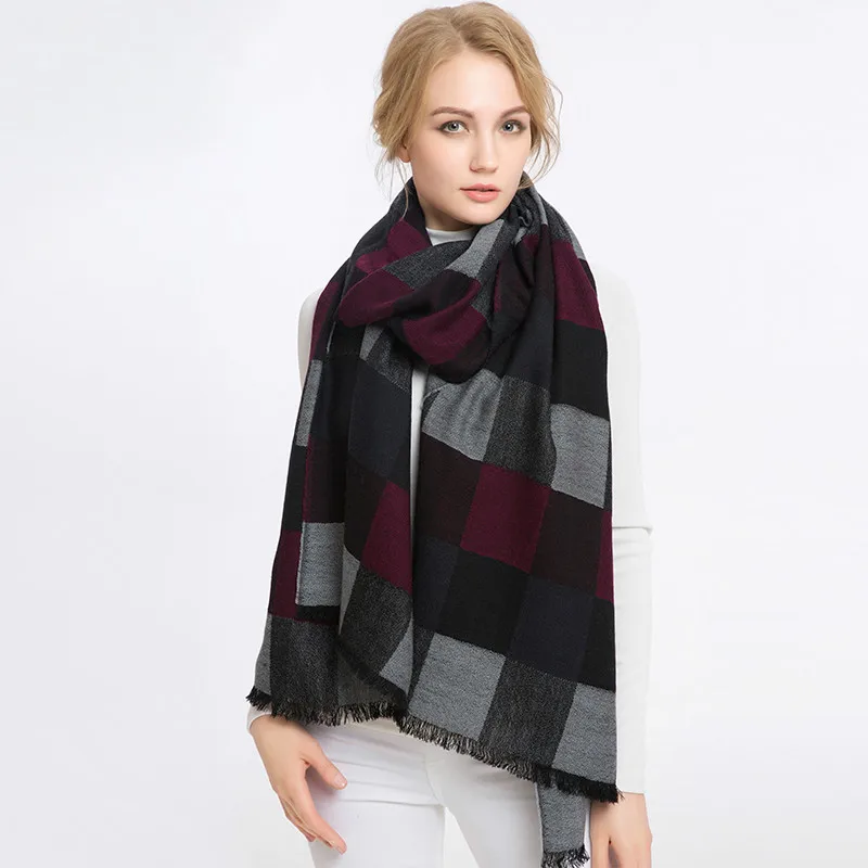 

Women Winter Scarf 2016 Brand Plaid Scarf New Designer Cashmere Basic Shawls Women Scarves Big Size shawls