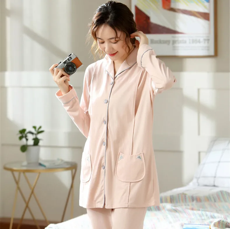 Новинка весенне-осенняя Пижама для беременных женщин Хлопковая пижама кормления