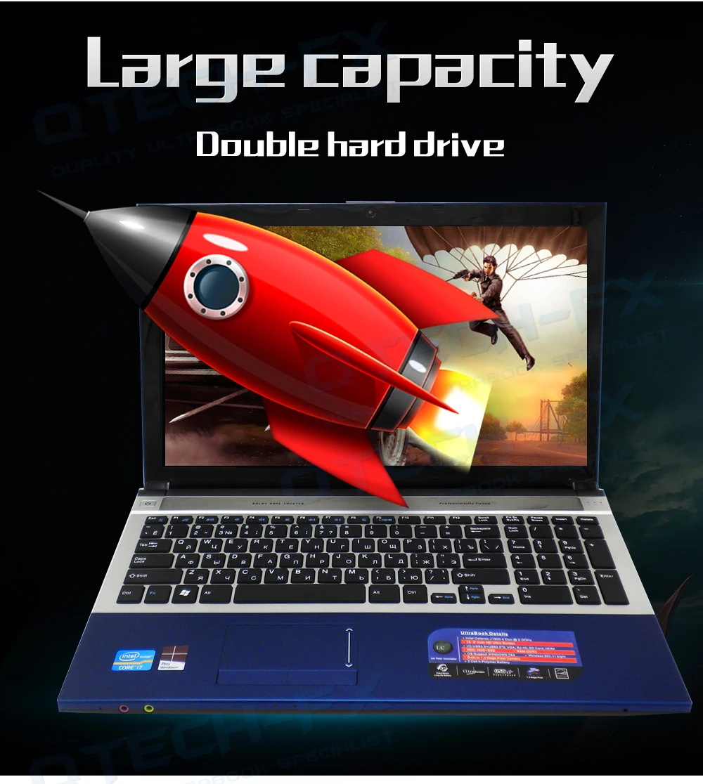 Игровой ноутбук i7 15," 8 ГБ ОЗУ SSD 256 ГБ/128/64+ 750 Гб HDD DVD быстрый процессор металлический бизнес арабский AZERTY Испанский Русский Клавиатура