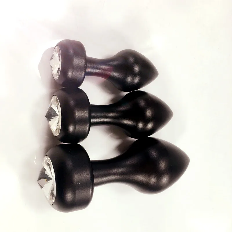 3 size as 1 set New black Crystal bullet shape metal anal plug Jewelry butt insert stopper sex toys for men women | Красота и