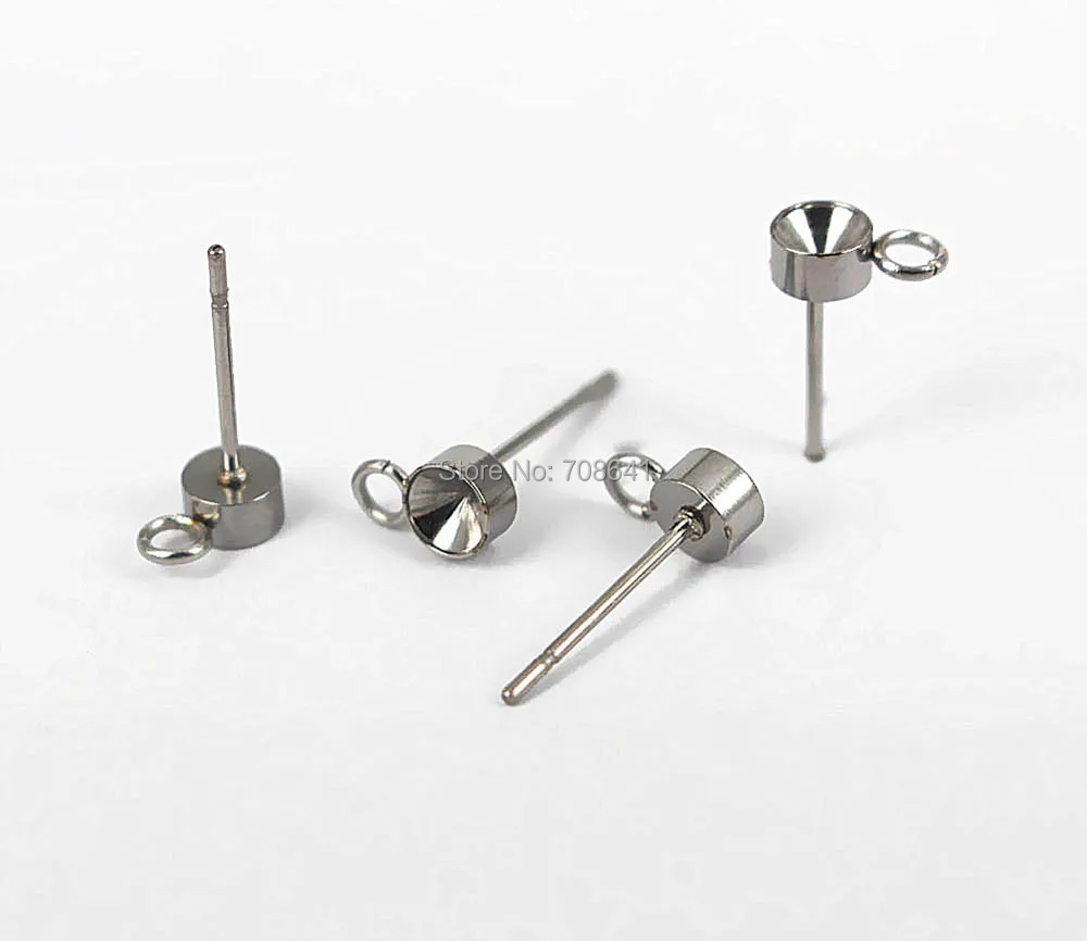 Серьги-гвоздики из нержавеющей стали Пустые Настройки 4 мм 5 круглая точка задняя
