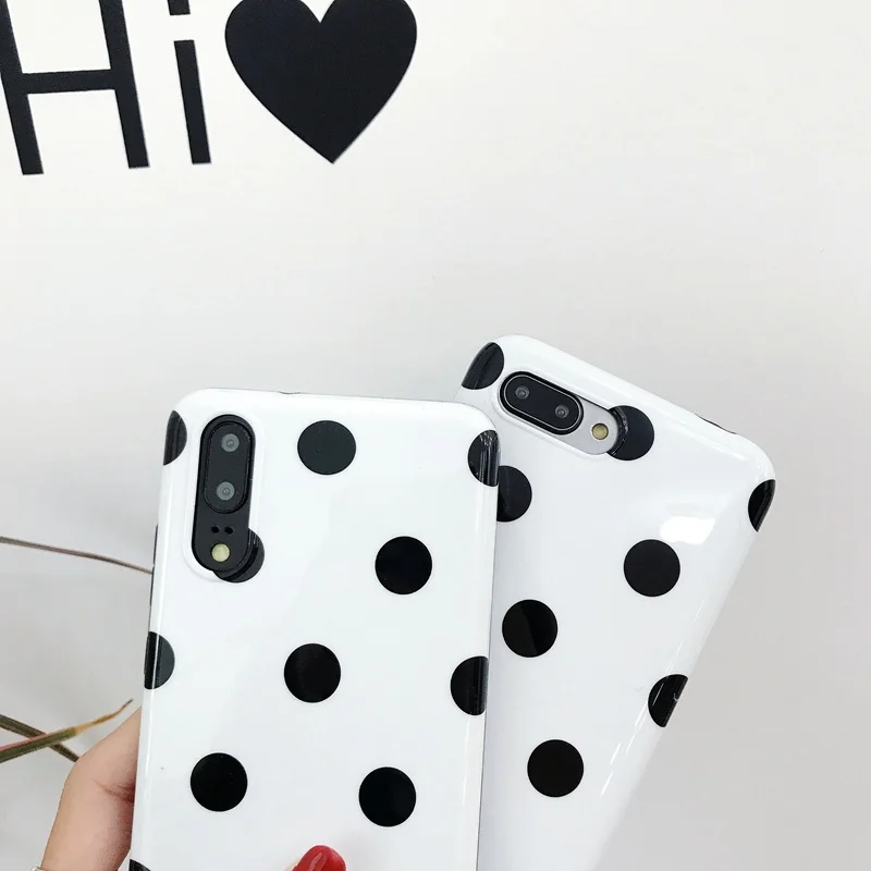 Fashion Polka Dots Case For Huawei P30 Pro P20 Lite Mate 20 Honor 10 V20 Nova 3i 3 4 P Smart Plus Black White Soft TPU Cover |